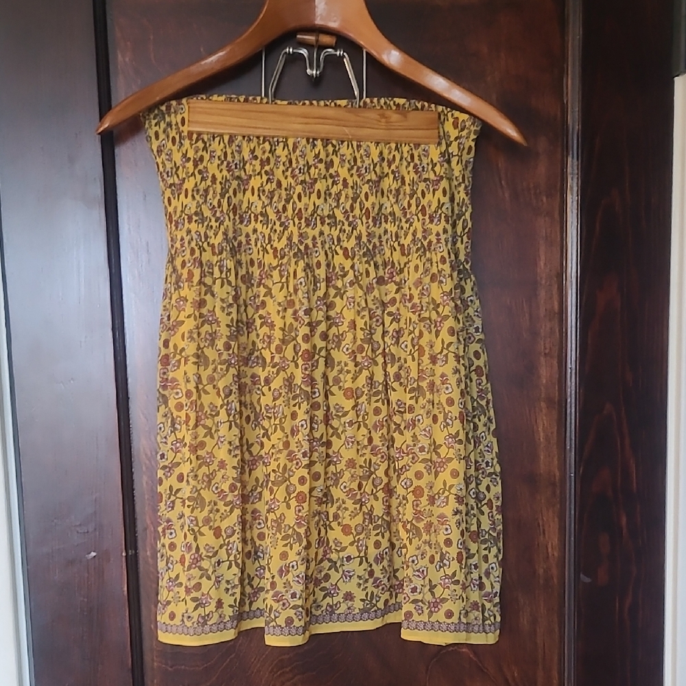 Max Studio Yellow Floral Smocked Mini Skirt